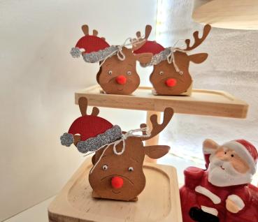 Kleines Rentiere Mitbringsel Gastgeschenk Tischdeko für kleine Pralinen ob mit Nüssen oder Alkohol